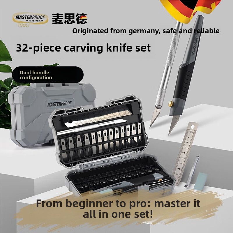 Leatherwork Hobby - 23/32個入りエクサクトナイフセット、精密カッターホビーナイフブレードセット、アート作品、建築模型、木材、革工芸用