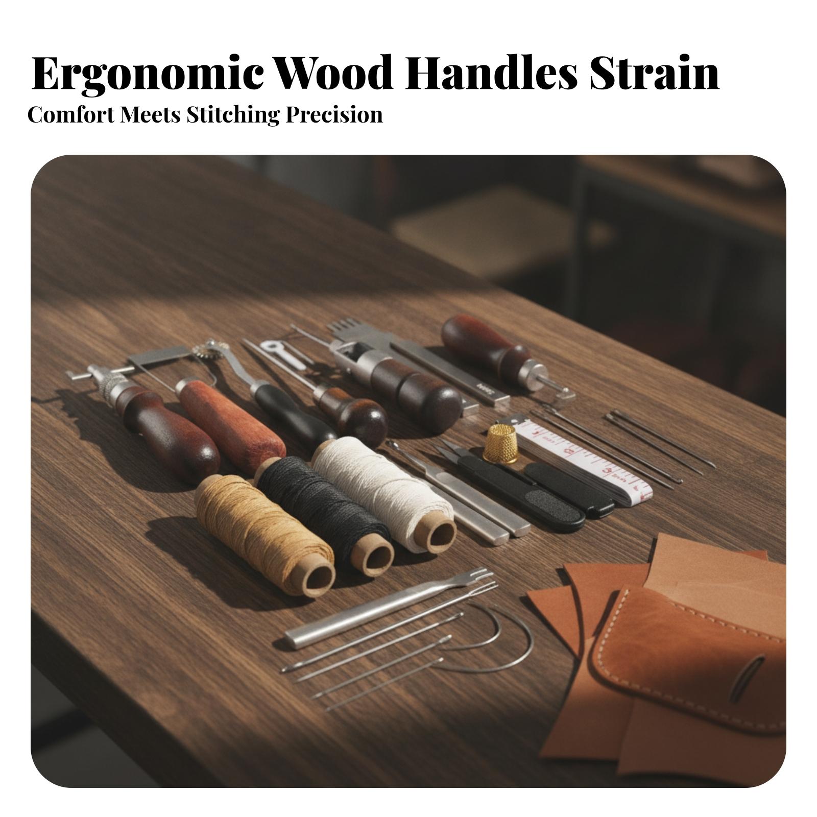 木製ハンドル付き手動革パンチツールキット 24点セット 高炭 - Leatherwork Hobby のレビューと価格