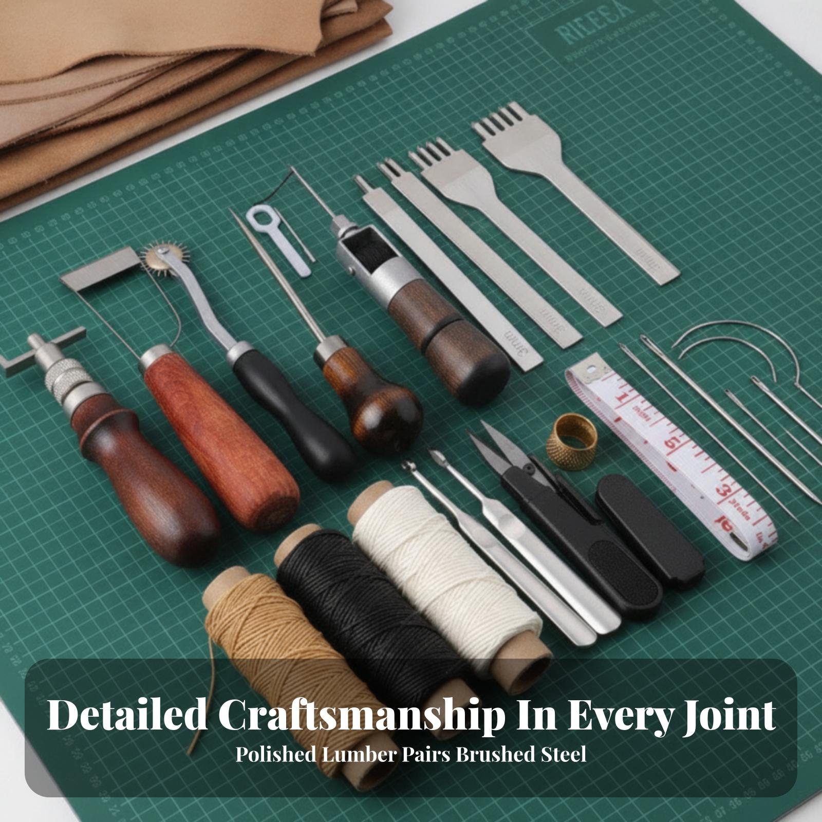 木製ハンドル付き手動革パンチツールキット 24点セット 高炭 - Leatherwork Hobby のレビューと価格