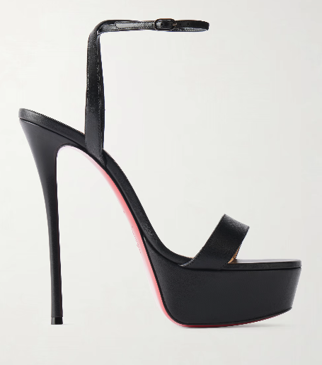 メタリックレザー プラットフォーム スティレット サンダル  - Leather Work Heels のレビューと価格
