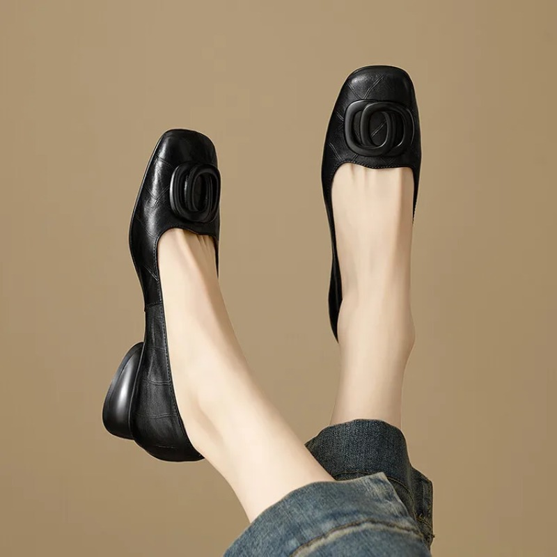 フランス風レディースシューズ パンプス レザーシューズ スク - Leather Work Heels のレビューと価格